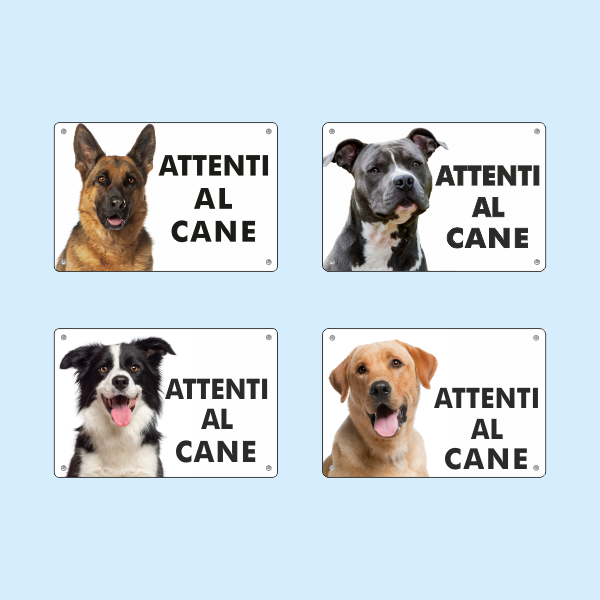 2 Cartelli Metallici 'Attenti Al Cane' – Alluminio 25x25 Cm, Con Fori, Antiruggine, Per Recinzione/Cancello - 3