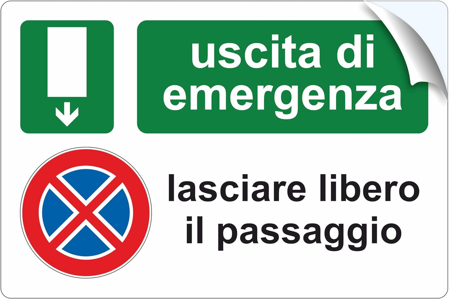 Pubblimania Set 4 Adesivi Divieto di Sosta Uscita di Emergenza lasciare libero il passaggio Cm 30x20