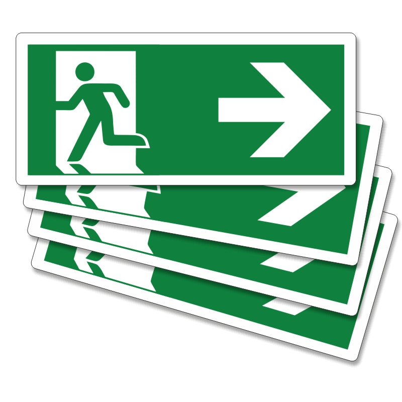 Adesivi Uscita Emergenza Freccia Destra - Set 4 Pezzi Certificati