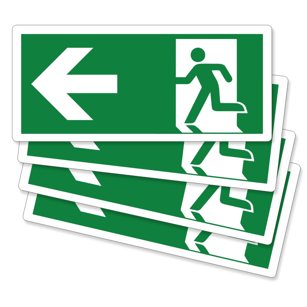 Adesivi Uscita Emergenza Freccia Sinistra - Set 4 Pezzi Certificati