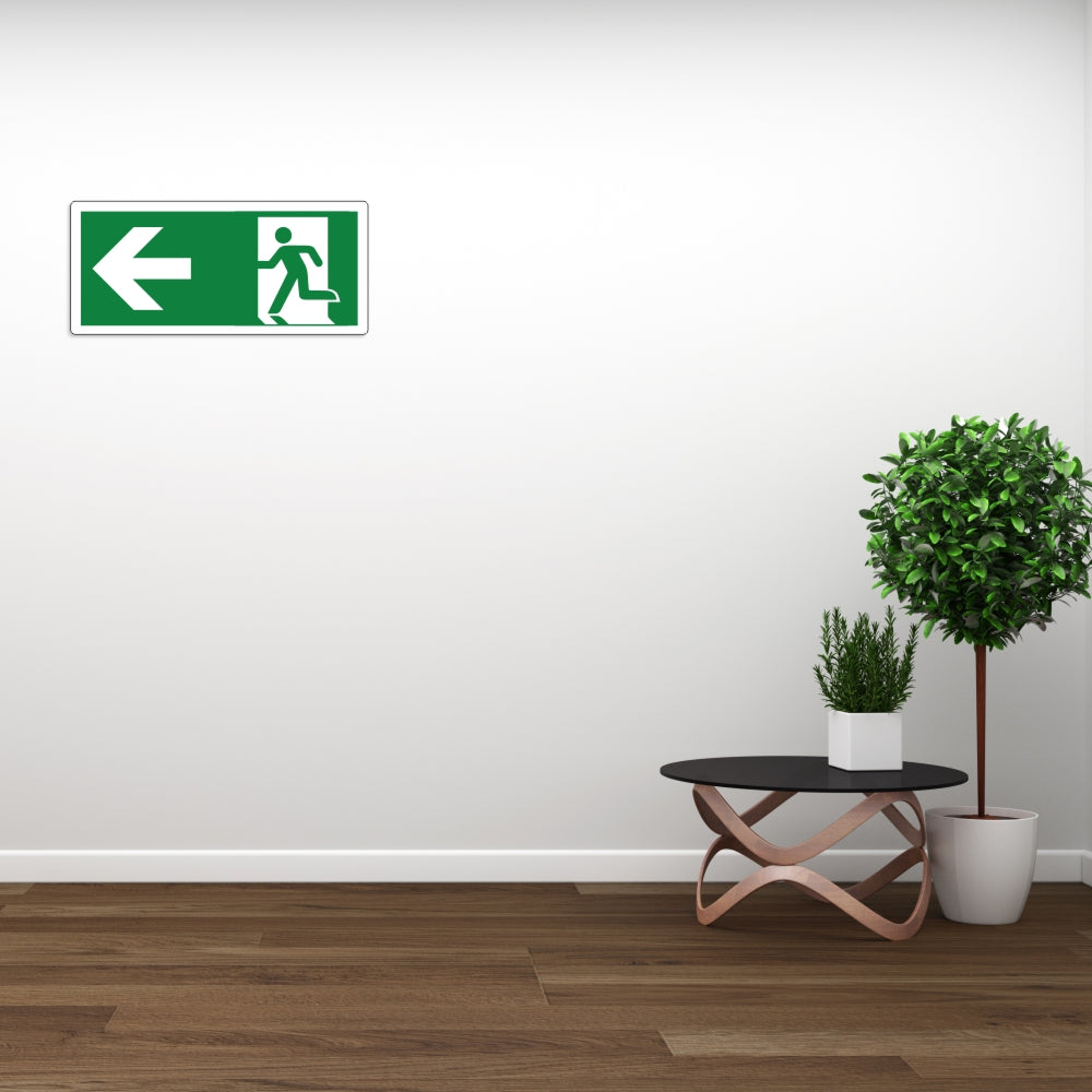 Adesivi Uscita Emergenza Freccia Sinistra - Set 4 Pezzi Certificati