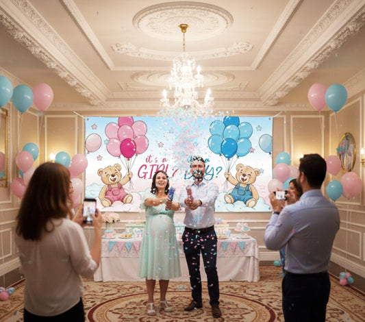 Pubblimania Striscione Nascita Baby Shower maschietto o Femminuccia Banner in PVC per esterno con occhielli