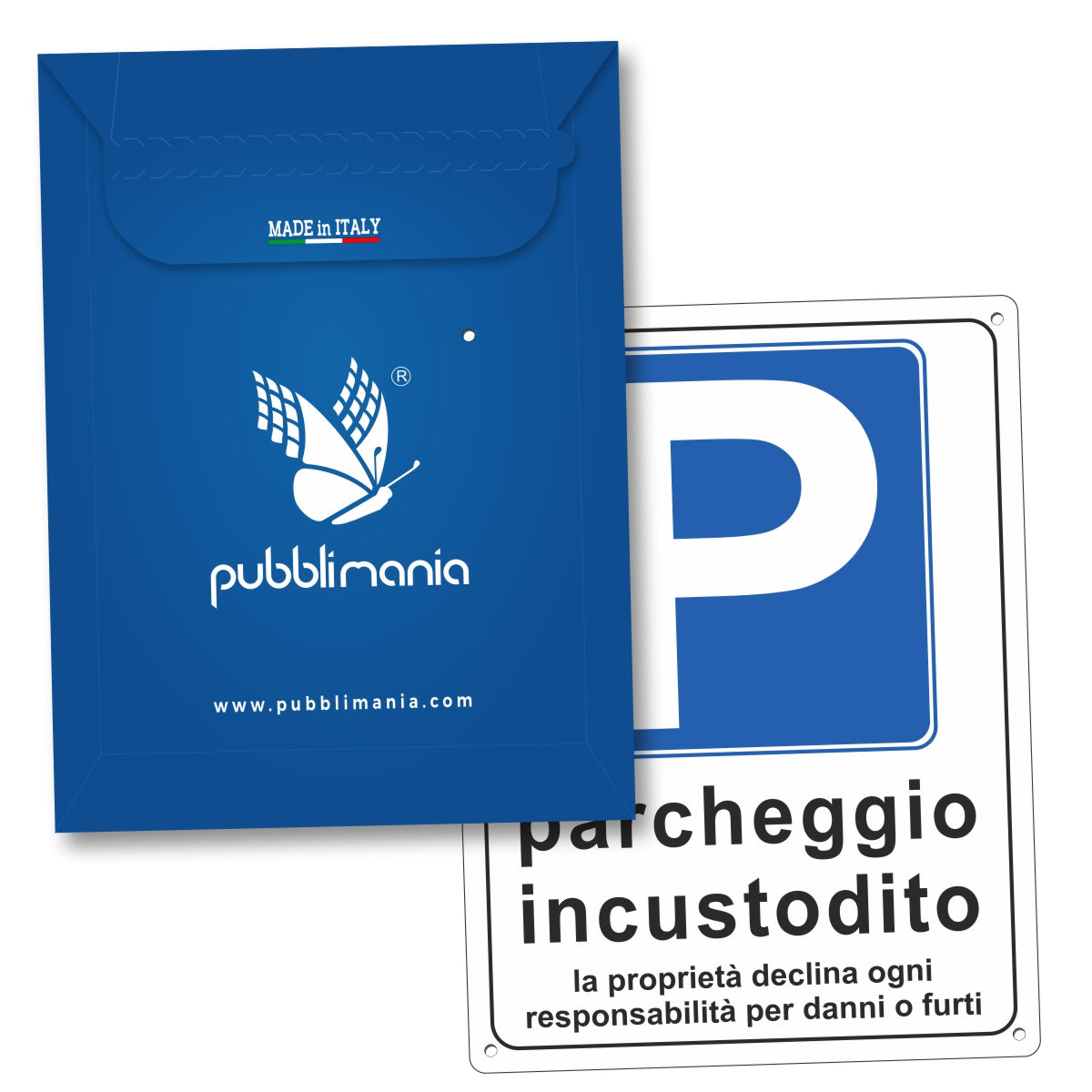 Pubblimania Cartello PARCHEGGIO INCUSTODITO in alluminio composito da 3 mm