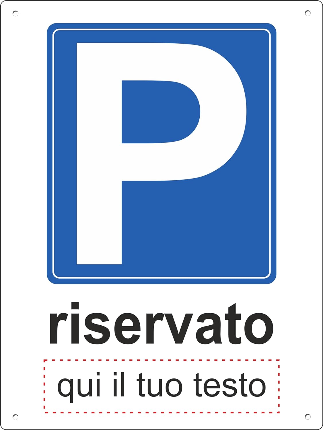 Pubblimania Cartello Parcheggio Riservato con tuo Nome,  in Alluminio per esterno metallo resistente spessore 3 mm