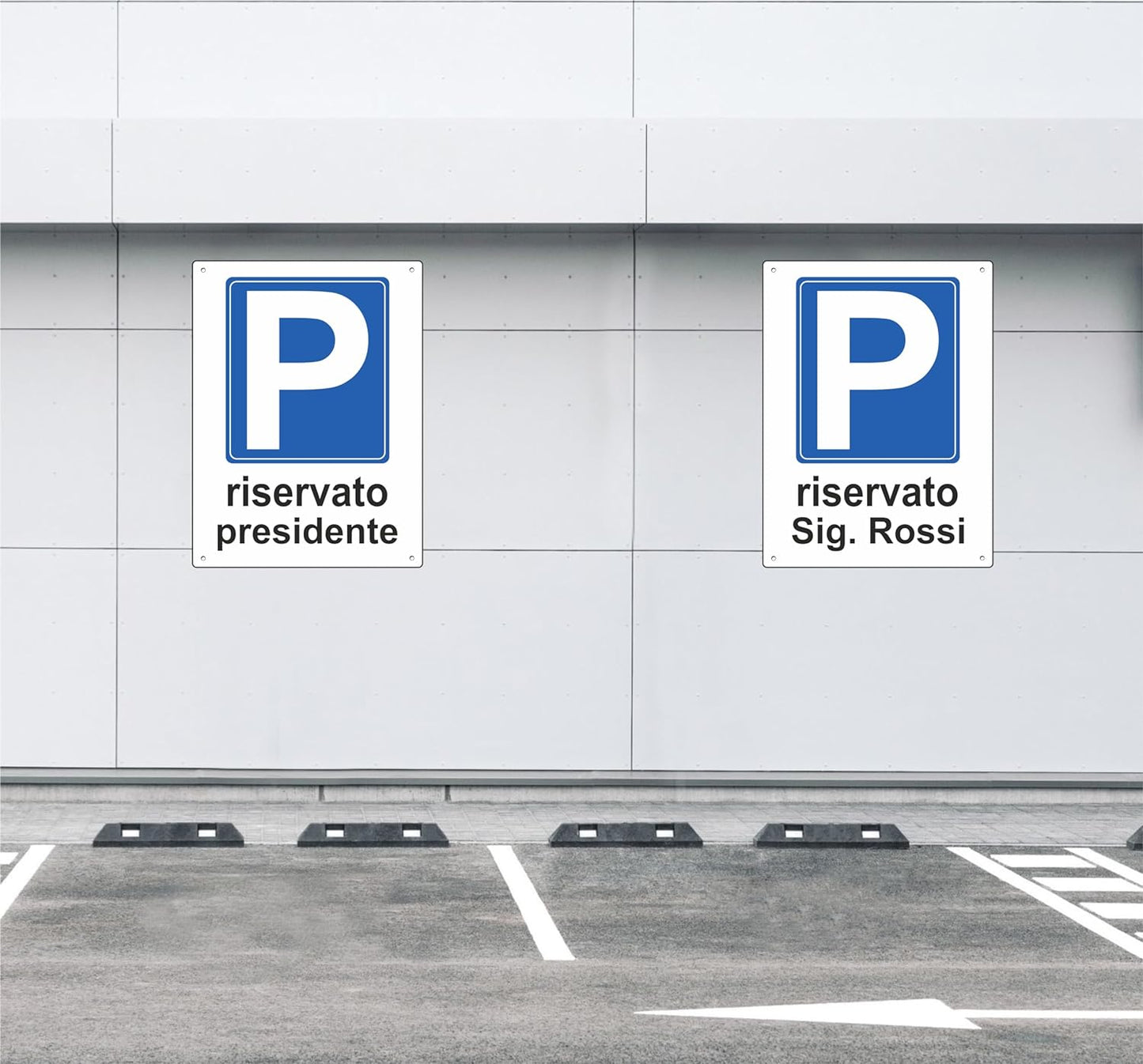 Pubblimania Cartello Parcheggio Riservato con tuo Nome,  in Alluminio per esterno metallo resistente spessore 3 mm