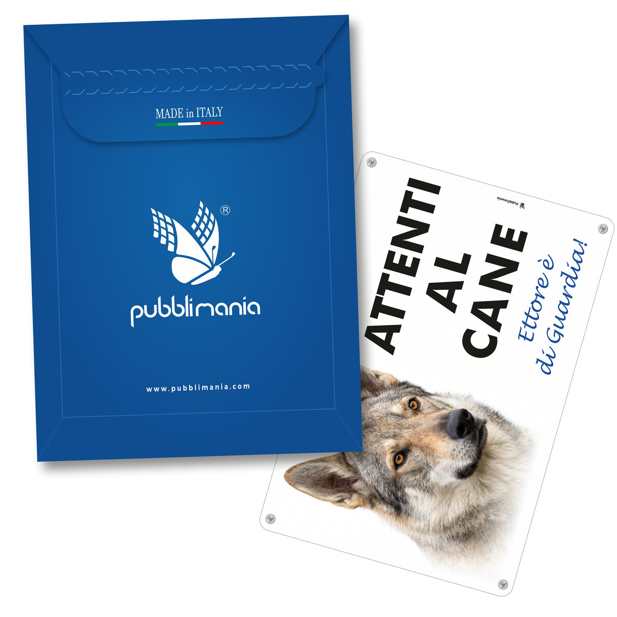 Pubblimania 3 mm Verbundaluminium-Schild „Vorsicht vor Hunden, trainierte Hunde“