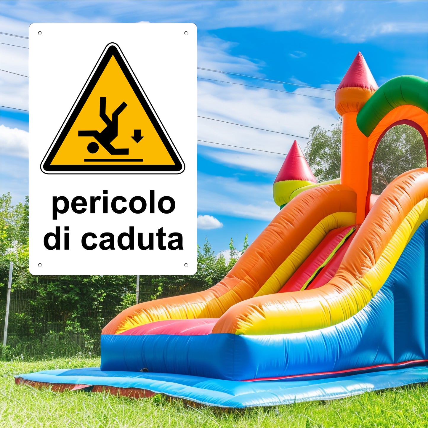 Pubblimania PERICOLO DI CADUTA Cartello in alluminio composito metallo 3 mm di spessore