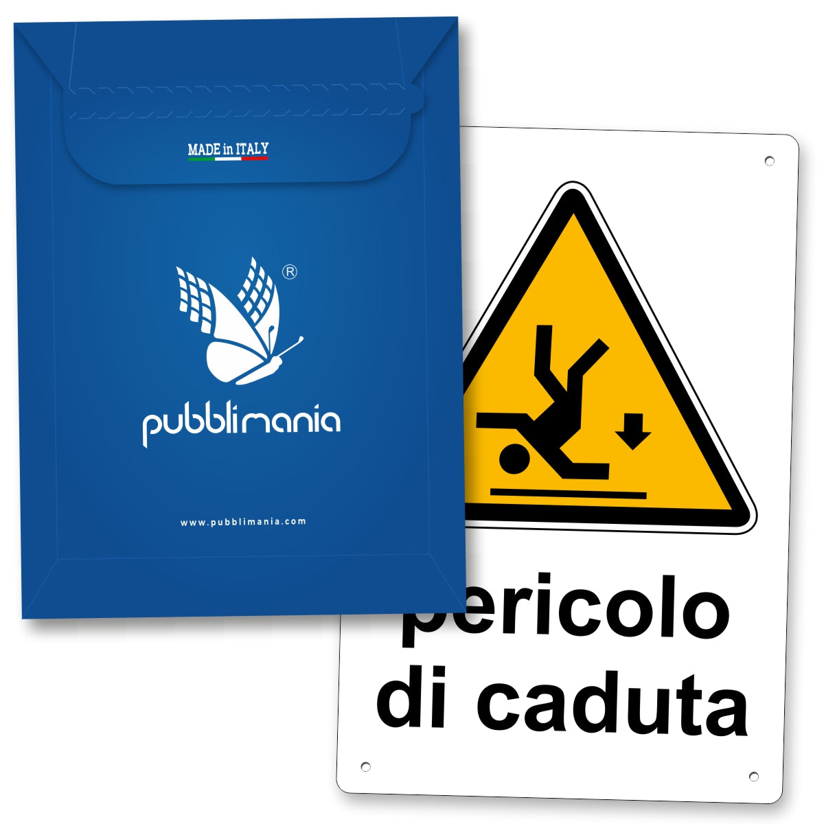 Pubblimania PERICOLO DI CADUTA Cartello  in alluminio composito metallo 3 mm di spessore