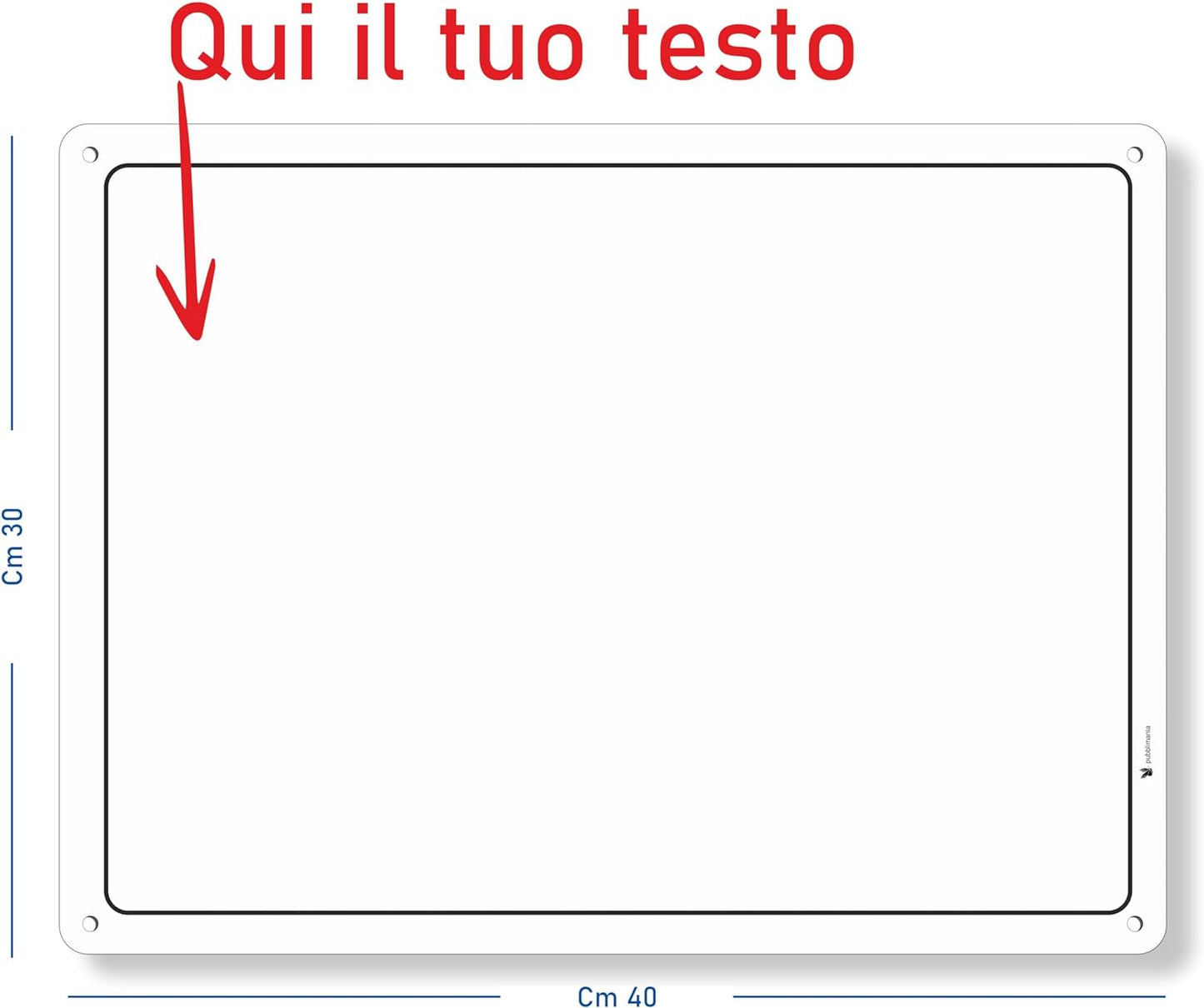 Pubblimania – Individuell gestaltetes quadratisches Schild mit Ihrem Text, aus 3 mm dickem, wetterfestem Aluminium