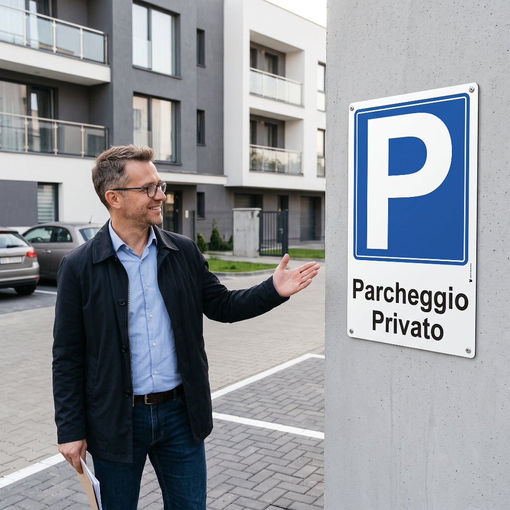 Parcheggio privato cartello in alluminio per condominio
