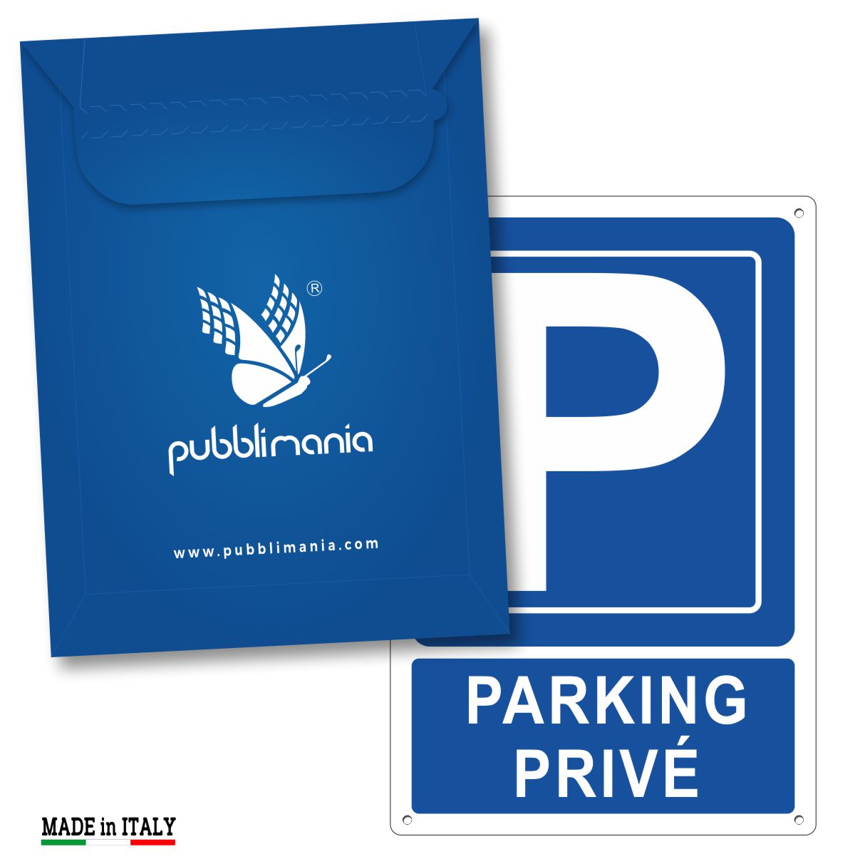 Pubblimania Parking Privé Panneau en aluminium composite de 3 mm. Pour usage extérieur ou intérieur (Parking Privé Cm 20x30)