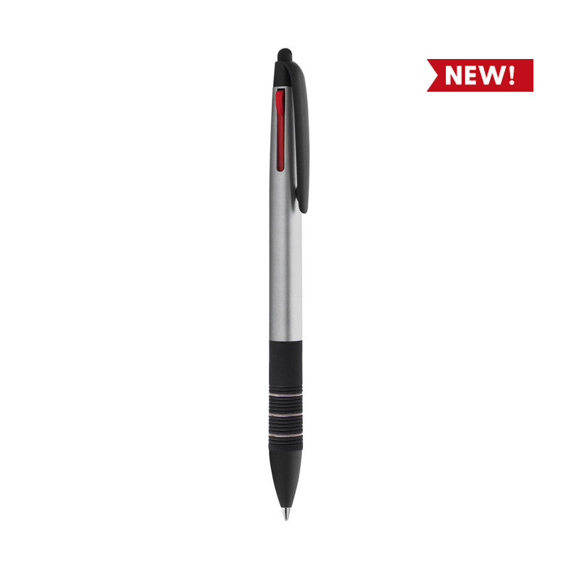 Pubblimania Dreifachkugelschreiber, personalisiert mit Ihrem Logo. Schwarze, blaue und rote Tinte.