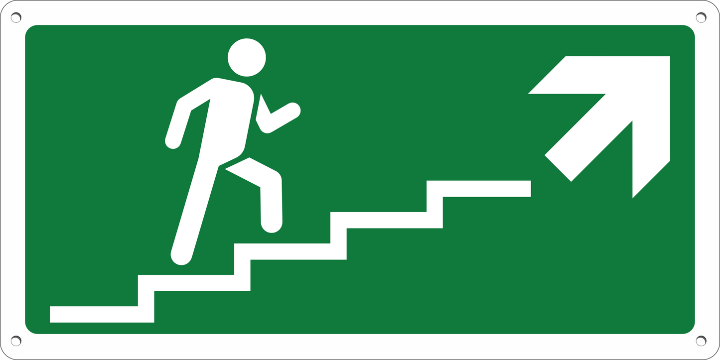 Cartello Uscita di Emergenza Scale - Alluminio Composito 3mm | Pubblimania