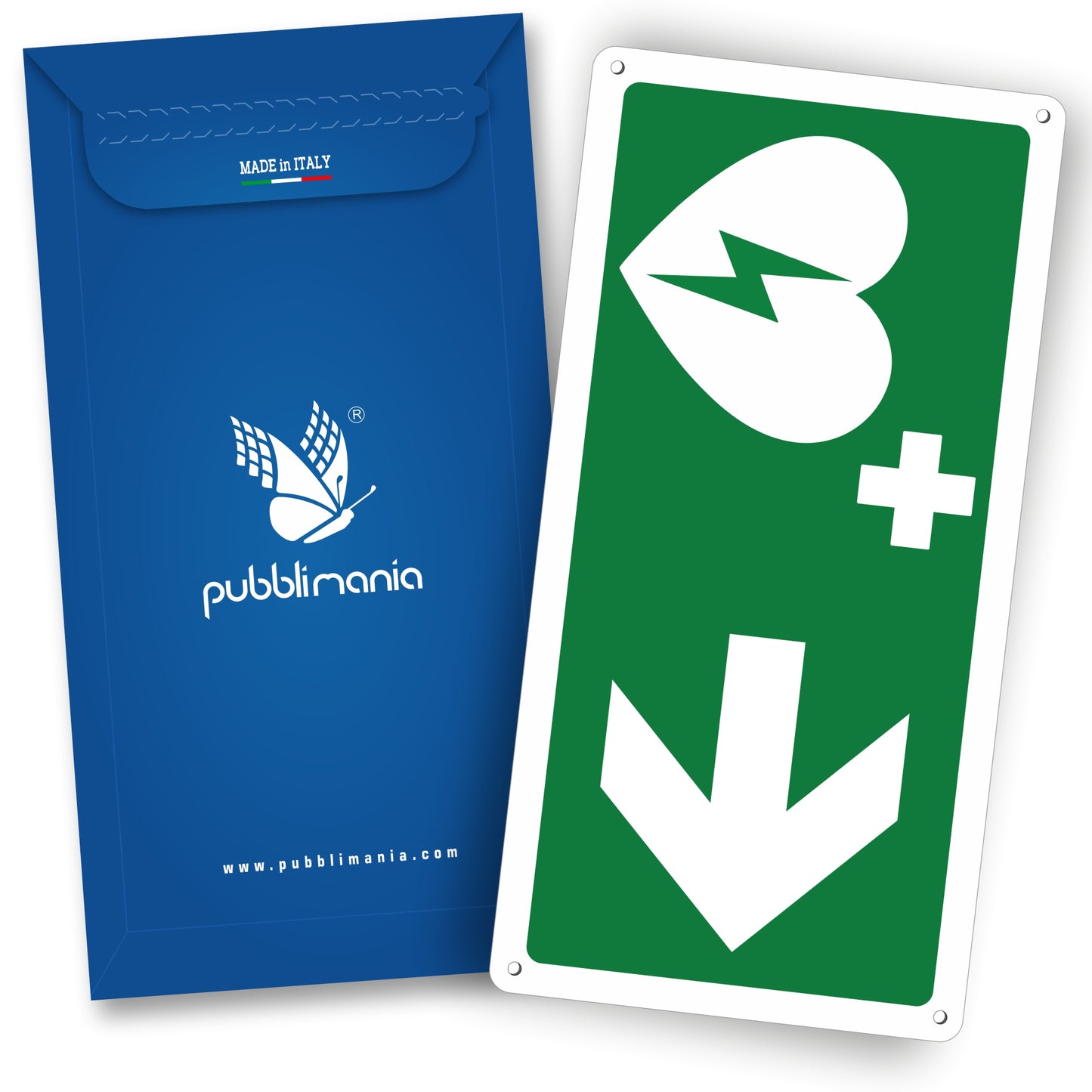 Pubblimania Cartello DEFIBRILLATORE DAE con freccia a destra in alluminio composito 3 mm di spessore (Cm 29x14,5)