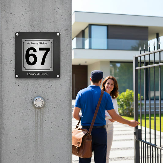 Pubblimania Numero Civico Personalizzato in Alluminio Antracite montagna - Made in Italy