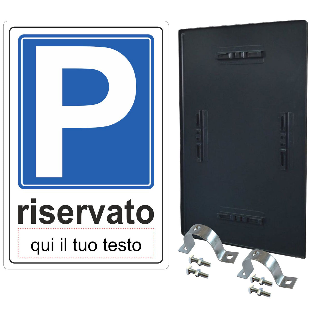 Cartello parcheggio riservato personalizzato 40x60 cm in ferro scatolato produzione italiana Pubblimania