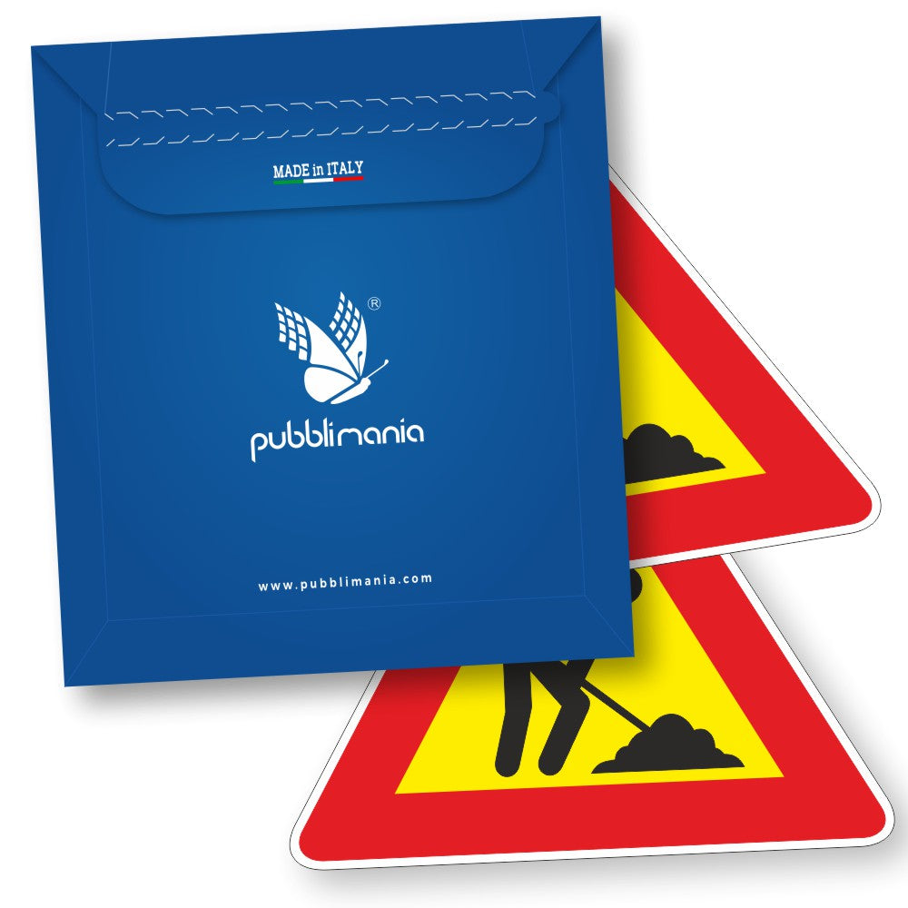 Pubblimania Etichette Adesive LAVORI IN CORSO. Stampa per durata all'esterno