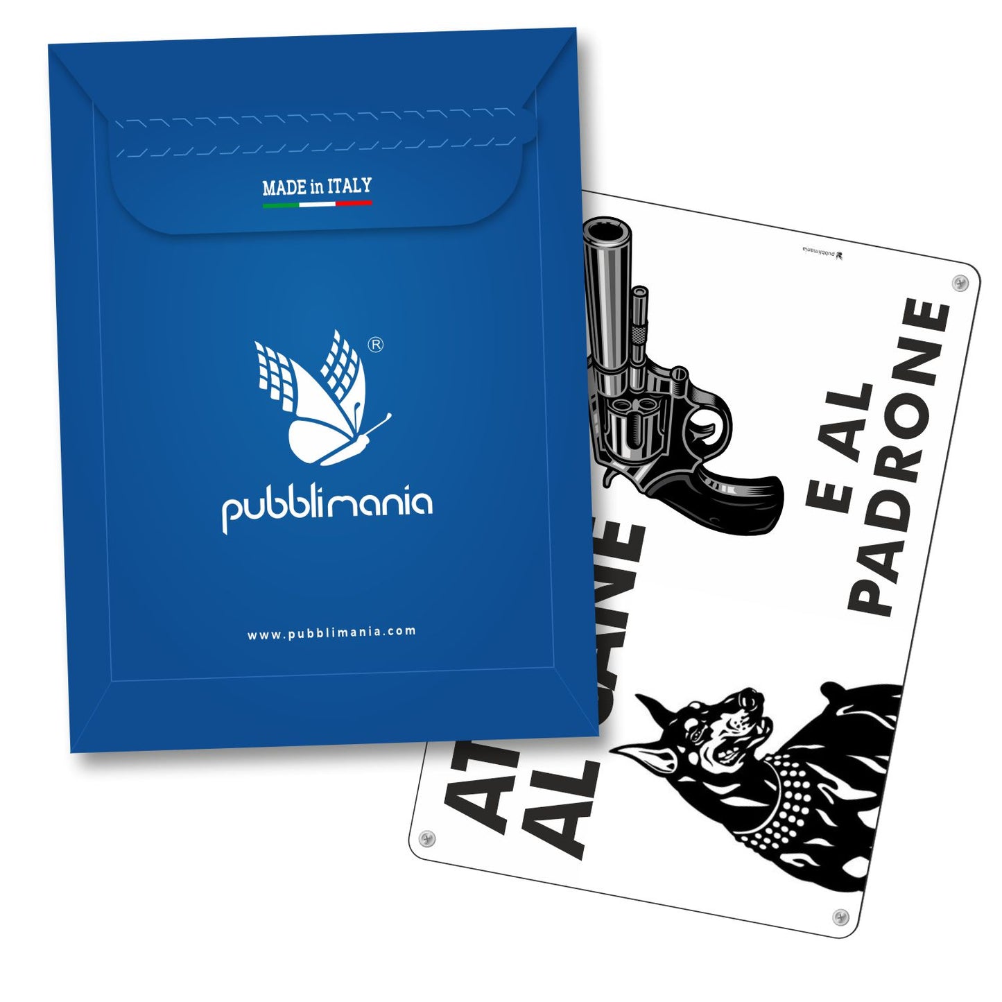 Pubblimania Cartello Attenti al Cane e al Padrone - Alluminio rinforzato 3mm per Esterno