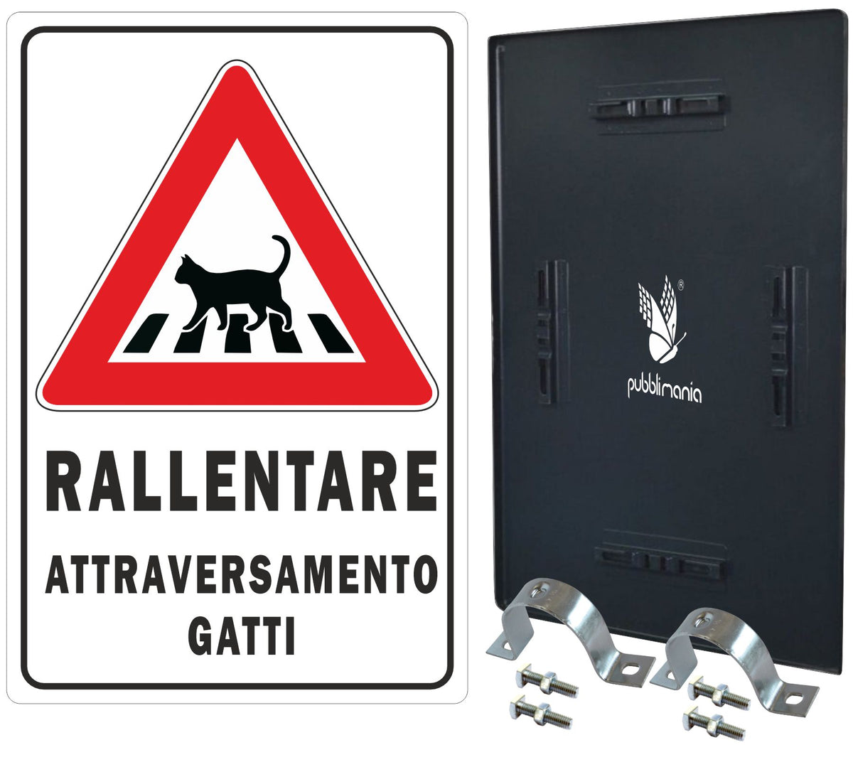 pubblimania cartello rallentare attraversamento gatti da paletto