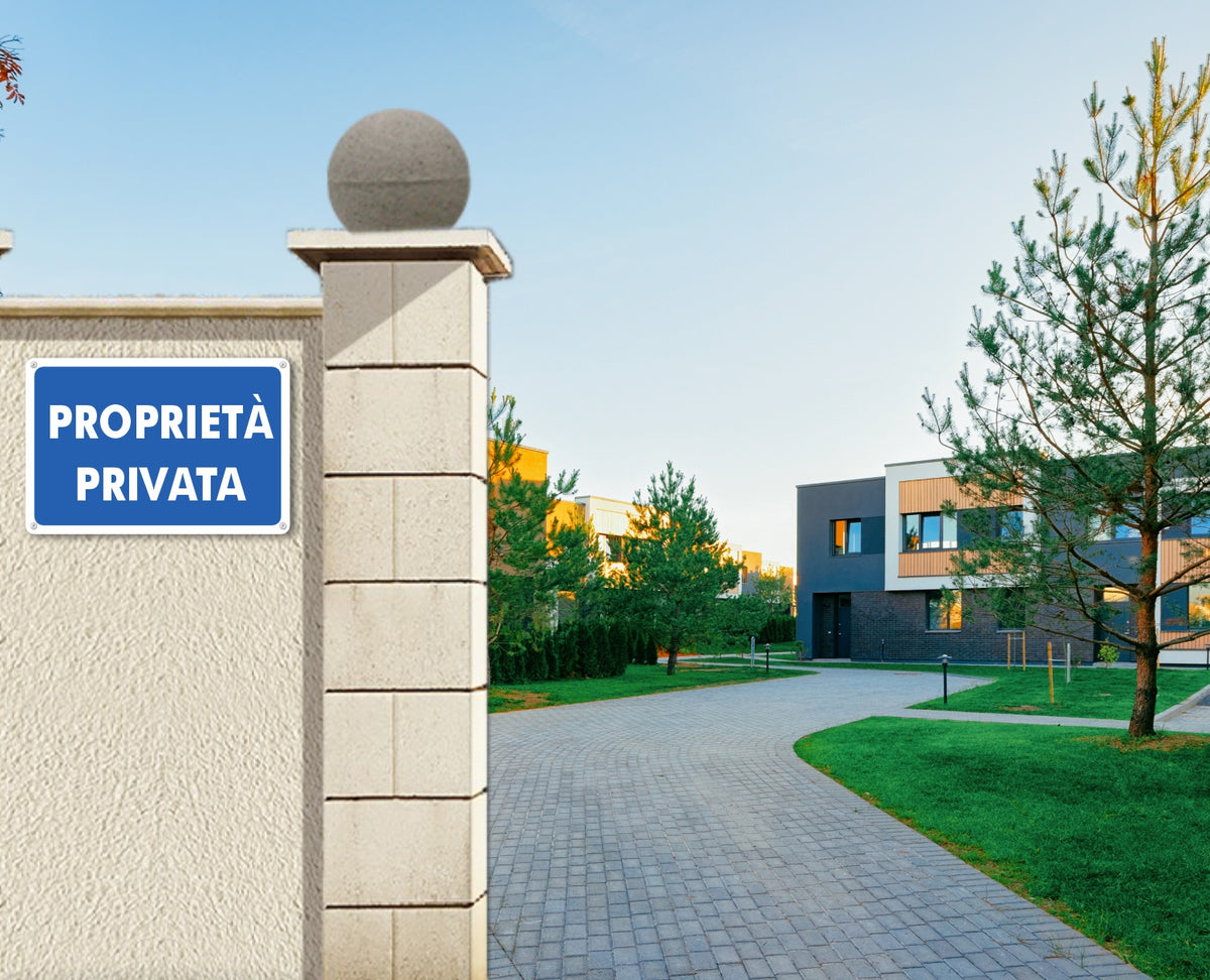 cartello proprietà privata alluminio produzione pubblimania
