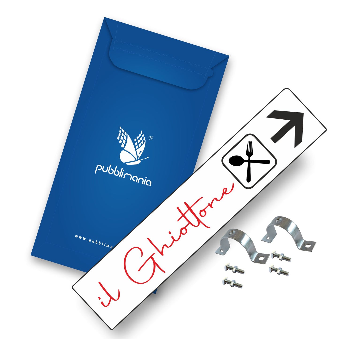Pubblimania cartello segnaletica freccia personalizzabile 125x25