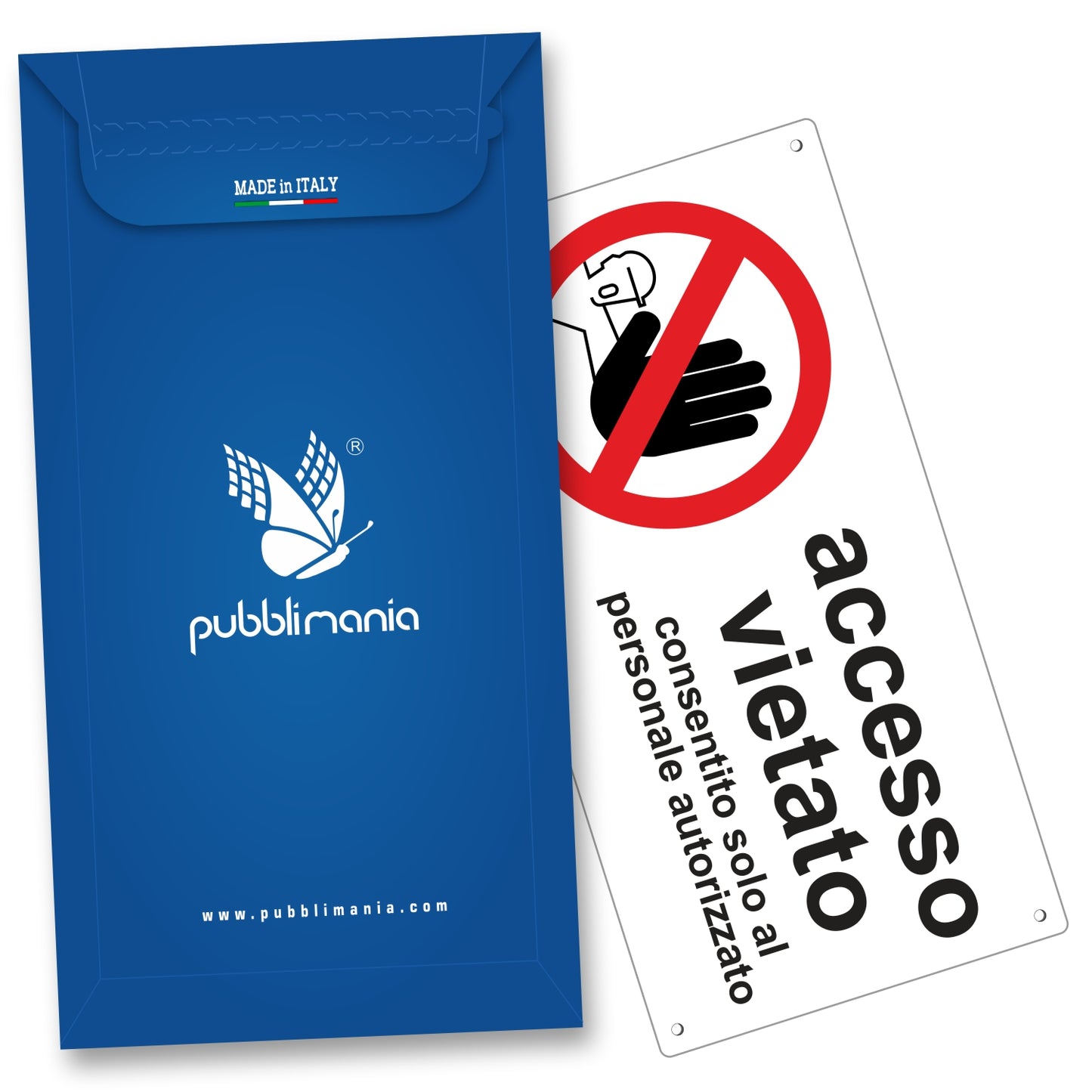 Pubblimania CARTELLO ACCESSO VIETATO  | in alluminio composito metallo 3 mm di spessore (Cm 29x14,5)