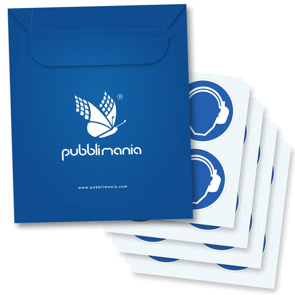 Pubblimania Etichette Adesive Indossare Cuffie di protezione. Stampa per durata esterno (20 Cm)