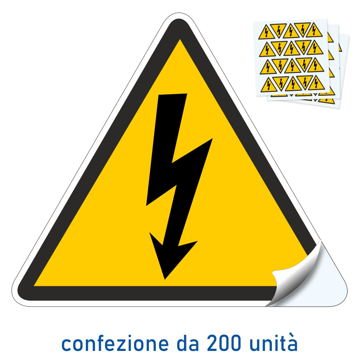 Pubblimania PERICOLO ELETTRICO RISCK ELECTRIC SHOCK Adesivi a triangolo. Stampa per durata esterno - interno (Cm 2,6x3)