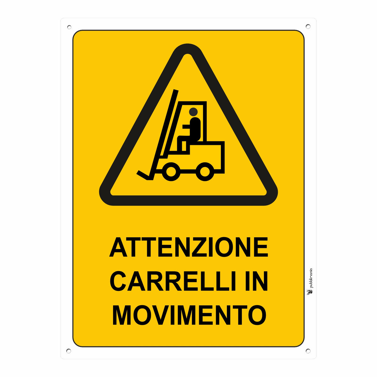 cartello attenzione carrelli in movimento