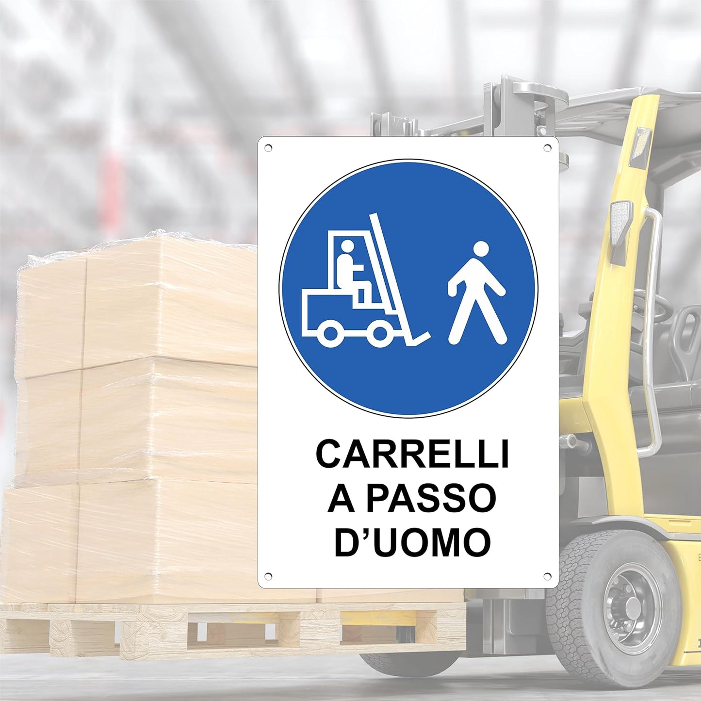 Pubblimania Attenzione Carrelli a passo d'uomo in Alluminio per esterno