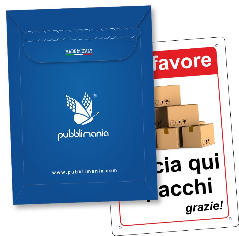 Pubblimania Cartello CORRIERI LASCIARE QUI I PACCHI in alluminio da 3 mm per esterno