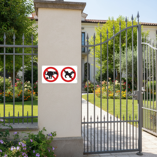 Cartello divieto al muro del cancello villa