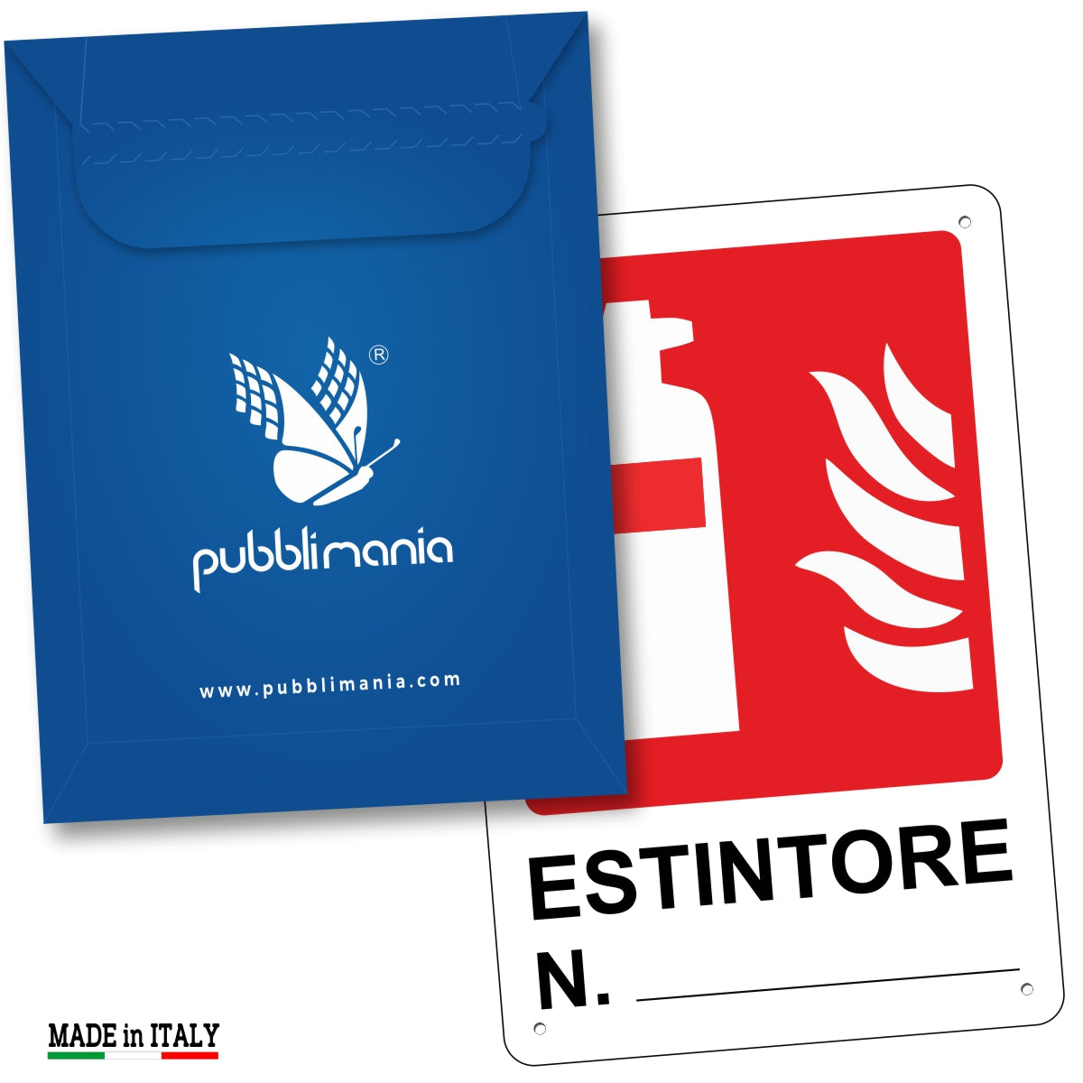 Pubblimania Cartello Estintore in Alluminio Composito 20x30 cm – Made in Italy