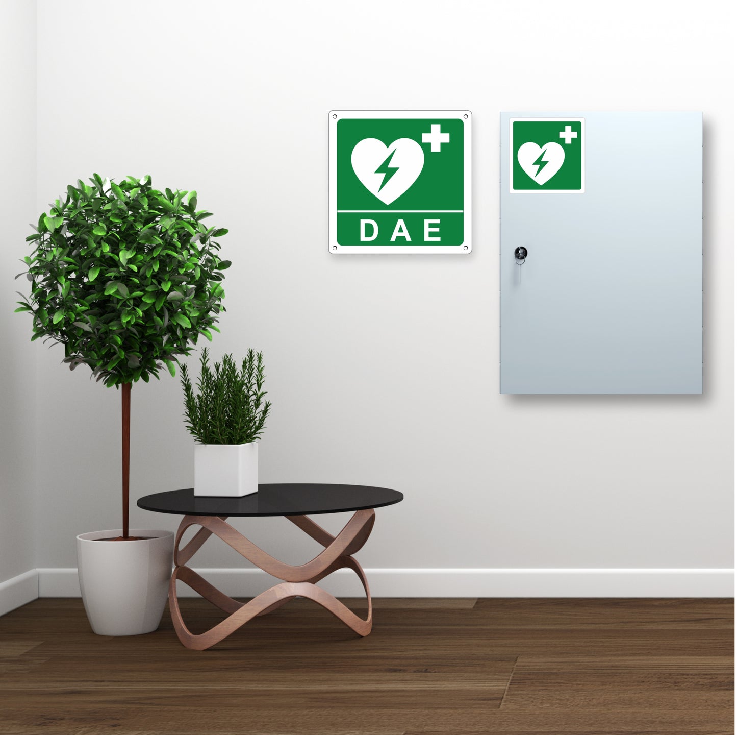 Pubblimania Cartello DEFIBRILLATORE DAE in alluminio composito 3 mm di spessore (Cm 20x20)