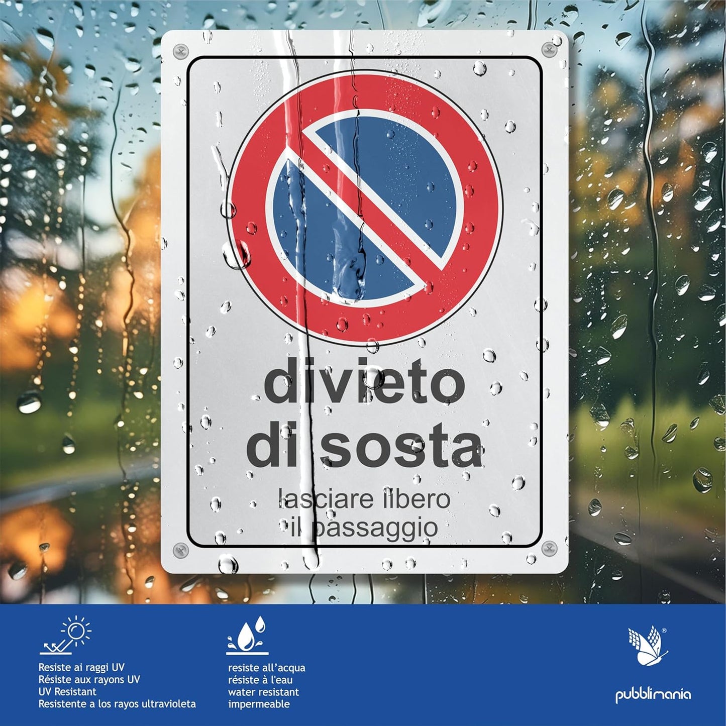 Pubblimania DIVIETO DI SOSTA Cartello di segnaletica stradale in Alluminio composito per esterno