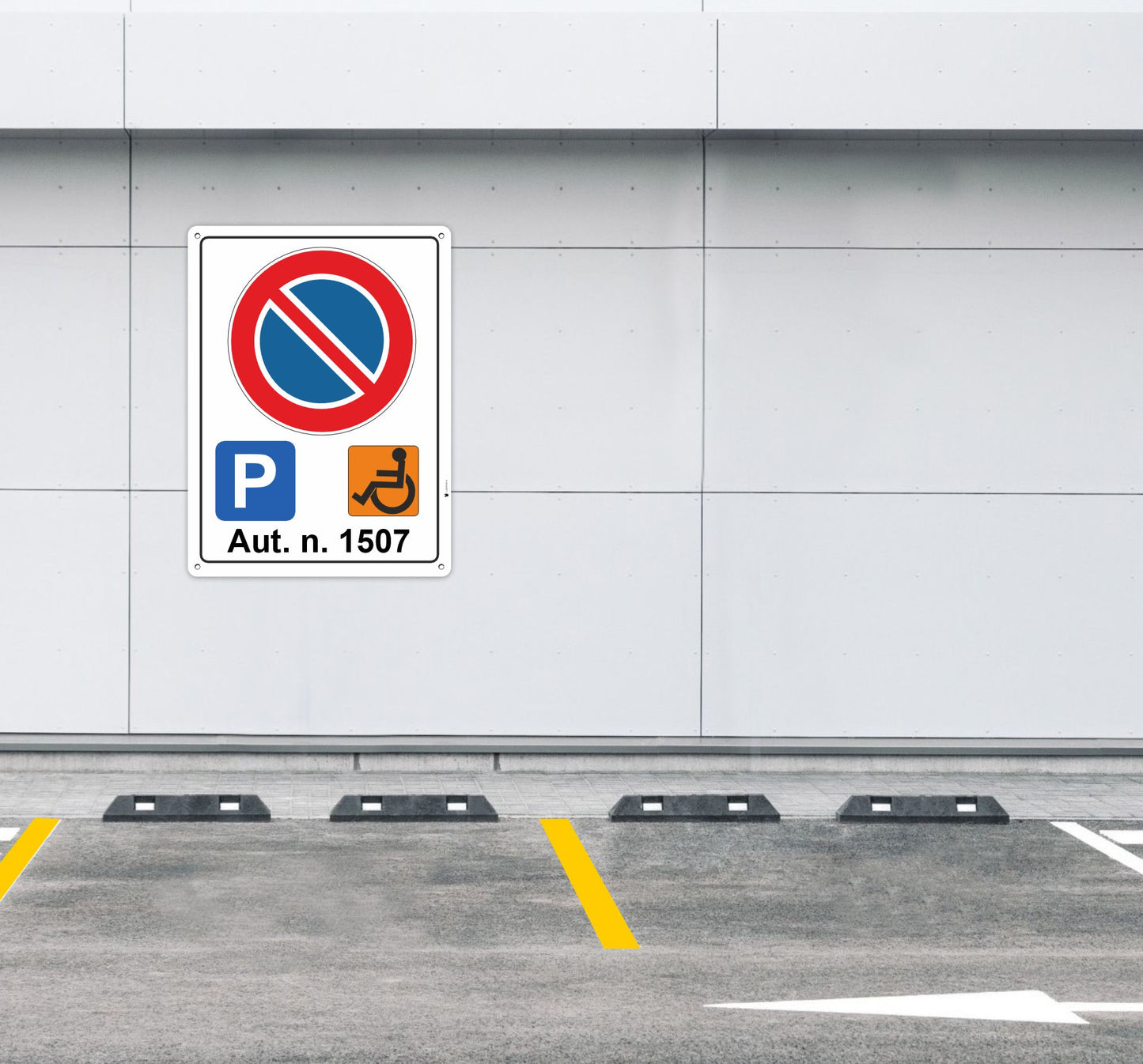 Pubblimania Cartello PARCHEGGIO RISERVATO DISABILI DIVIETO DI SOSTA in alluminio da 3 mm