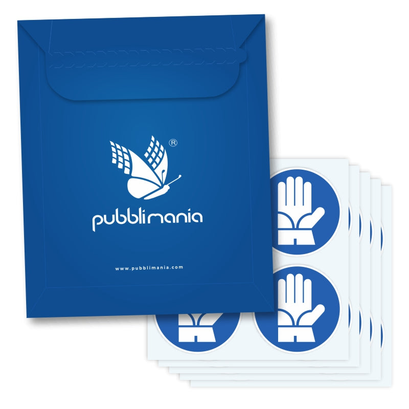 Étiquettes adhésives Pubblimania pour gants de protection. Impression pour une utilisation en extérieur (5 cm)