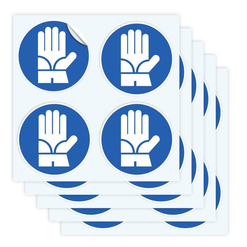 Étiquettes adhésives Pubblimania pour gants de protection. Impression pour une utilisation en extérieur (5 cm)