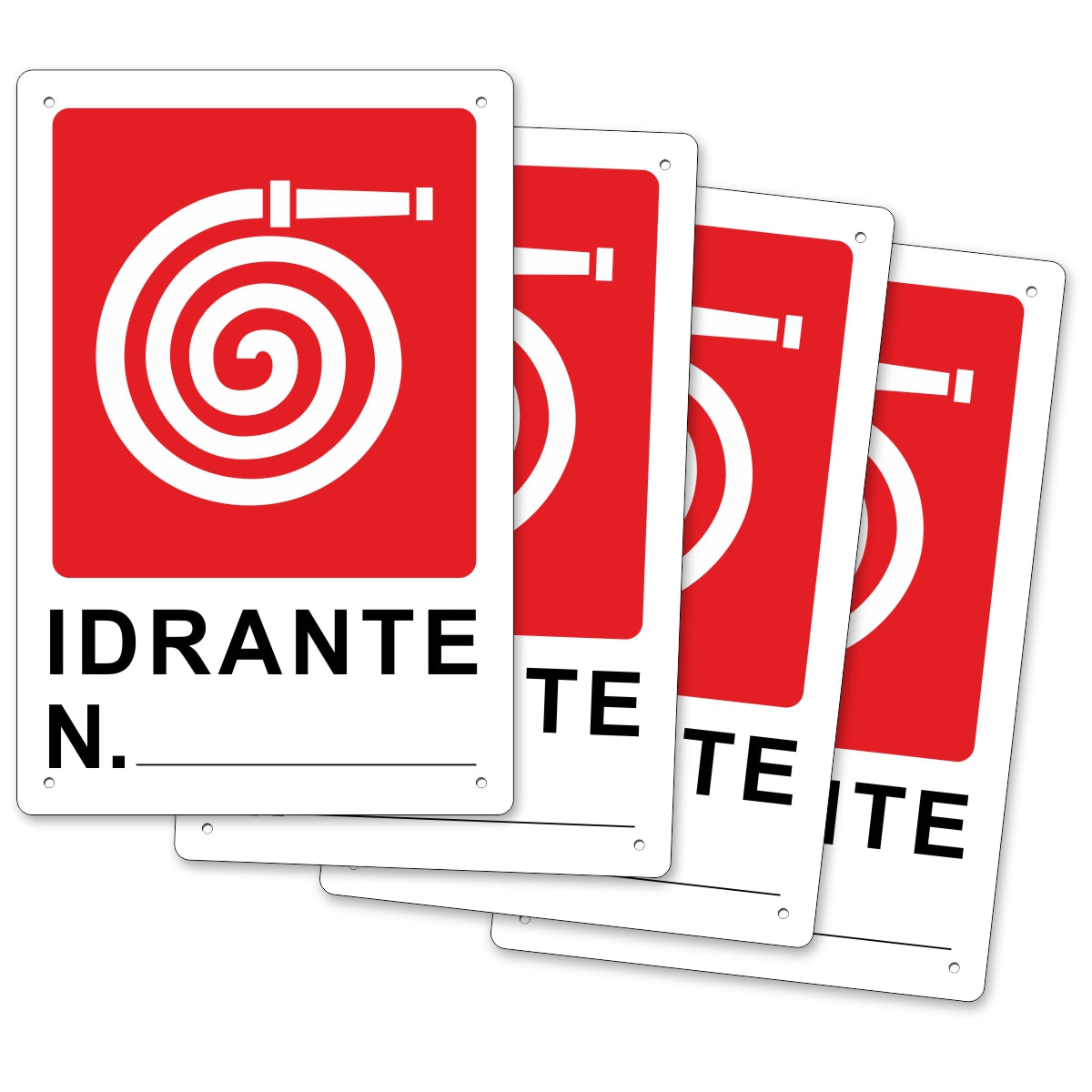 Panneau d'urgence et de sécurité incendie Pubblimania HYDRANT N° en aluminium métallisé de 3 mm d'épaisseur (20x30 cm)