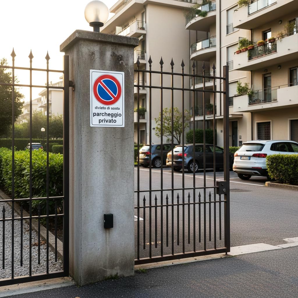 Panneau d'interdiction de stationnement privé Pubblimania, panneau routier en aluminium composite pour usage extérieur