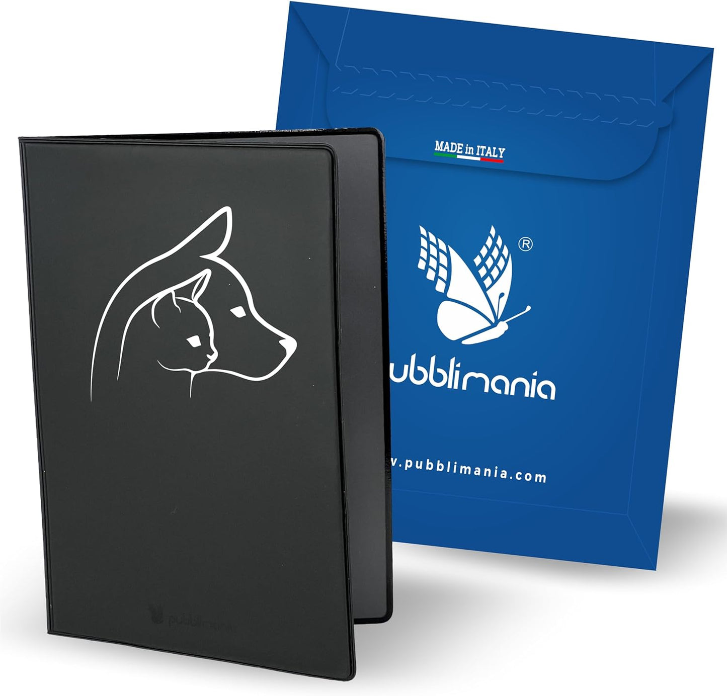 Pubblimania Dokumentenmappe für Impf- oder Tierarzthefte für Hunde und Katzen, faltbar mit 2 Türen