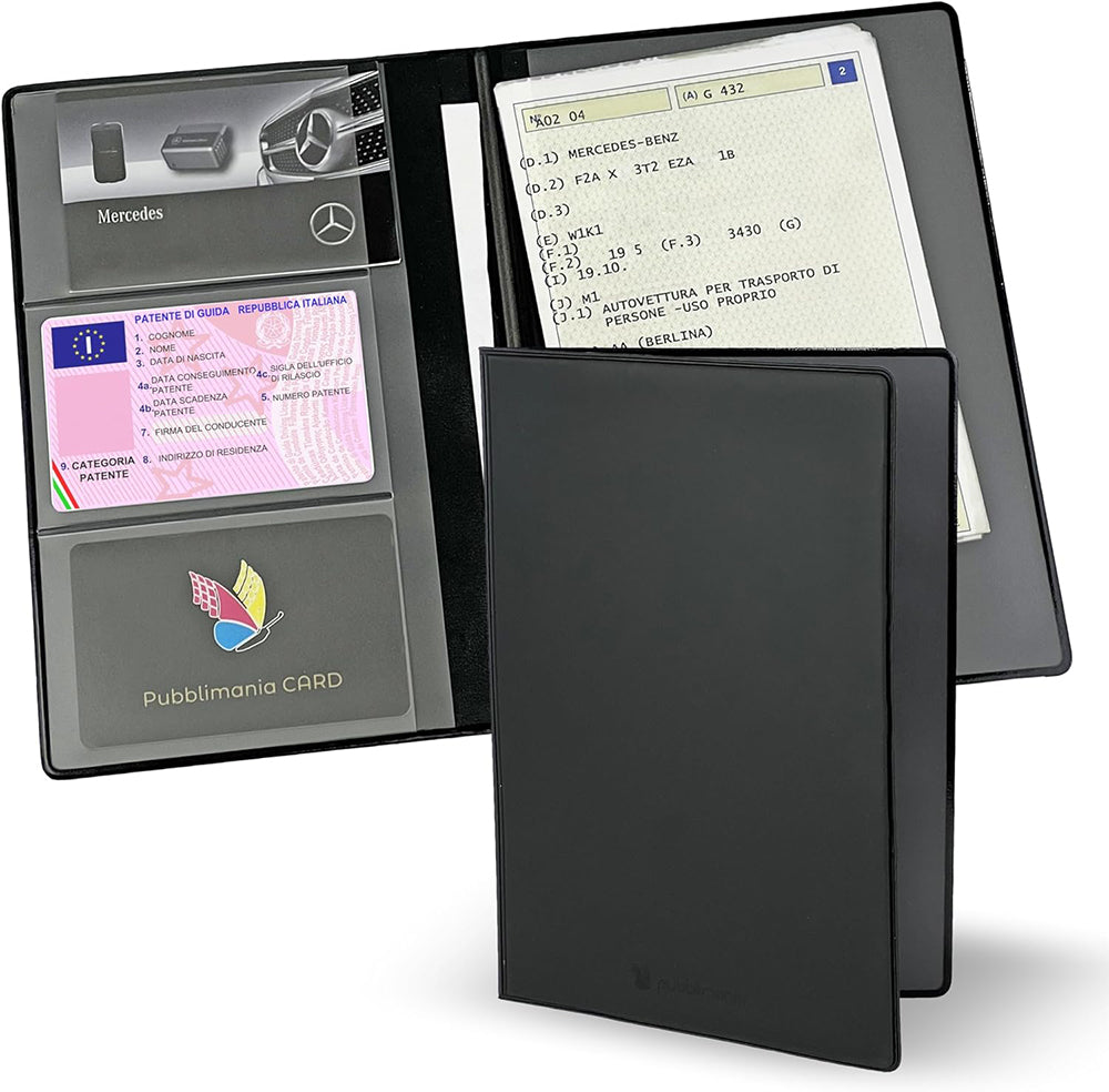 Portadocumenti Auto Moto Multitasche - 2 Ante con Porta Patente e Card | Pubblimania