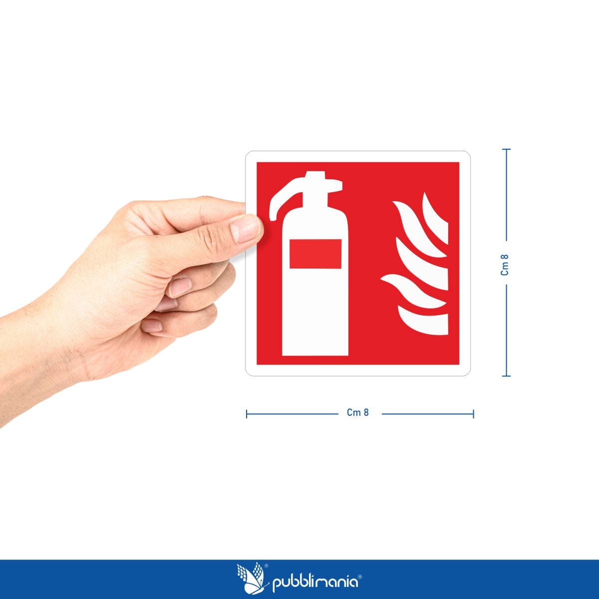 Pubblimania Adesivo Estintore Etichetta in Pvc per Esterno cm 8x8