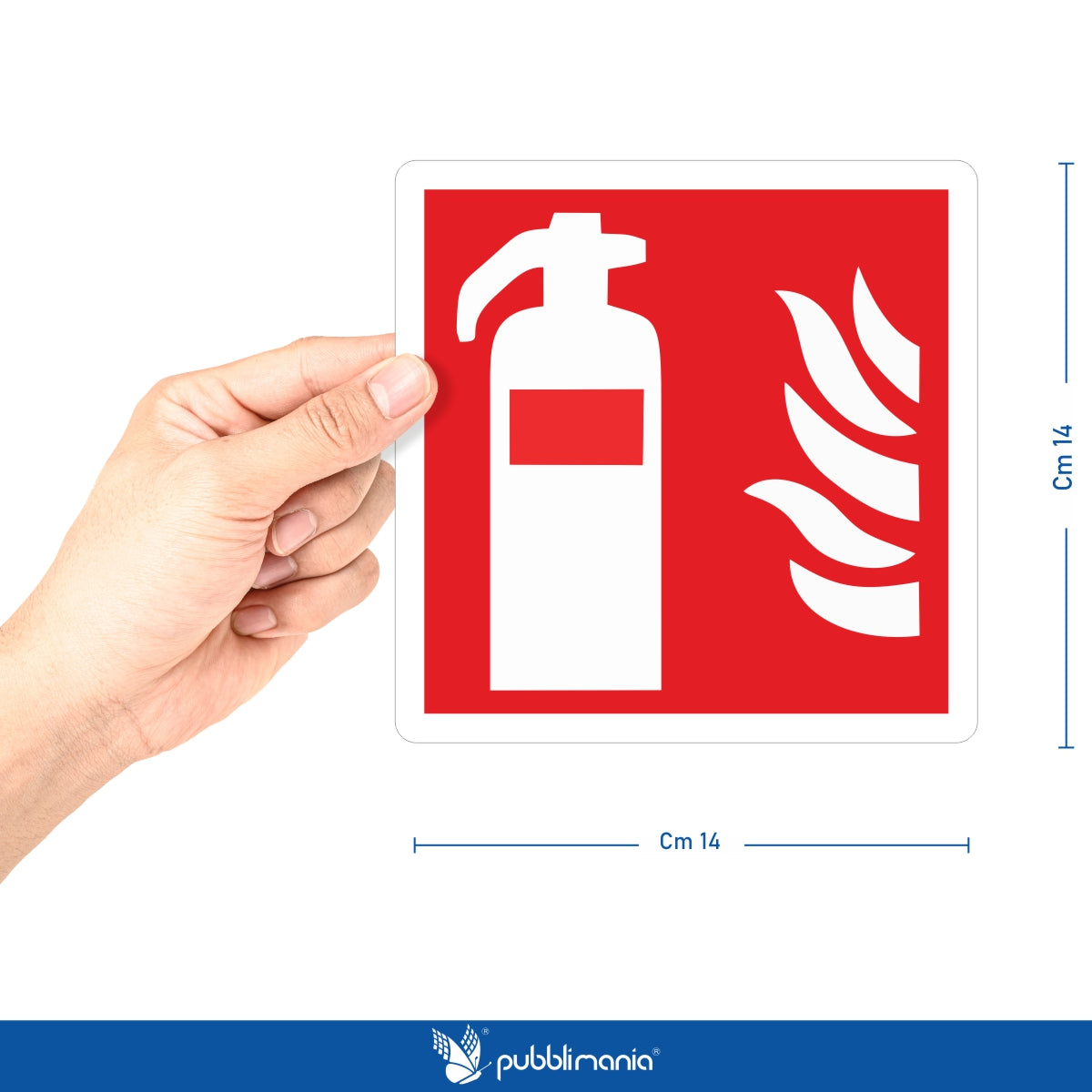 Pubblimania Adesivo Estintore Etichetta in Pvc per Esterno cm 14x14