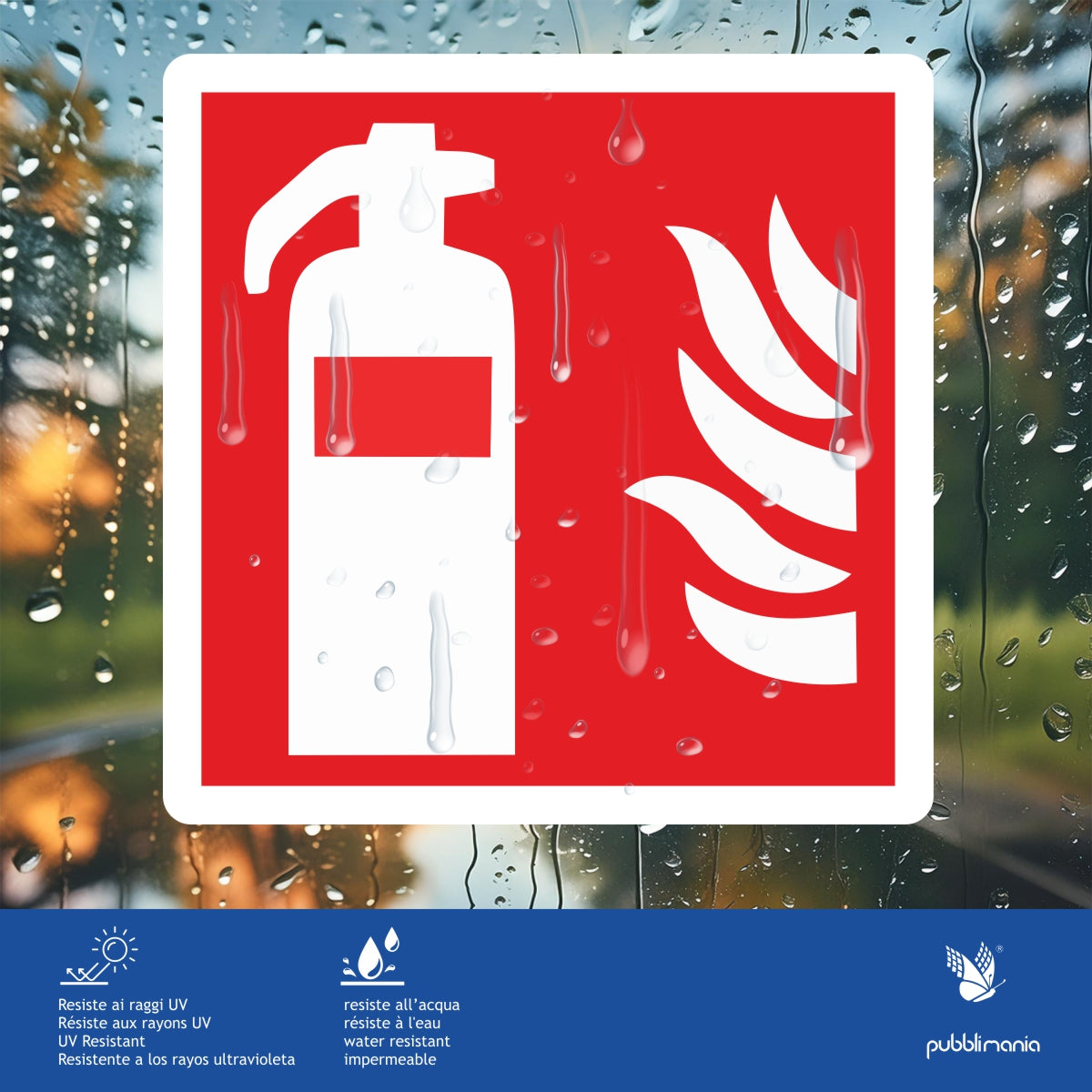 Pubblimania Feuerlöscher-Aufkleber, PVC-Etikett für den Außenbereich, 14 x 14 cm