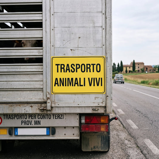 pubblimania cartello trasporto animali vivi su autocarro