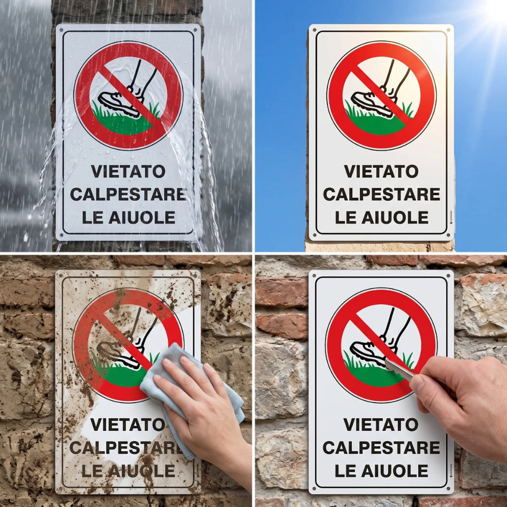 pubblimania cartello vietato calpestare aiuole alluminio resistente