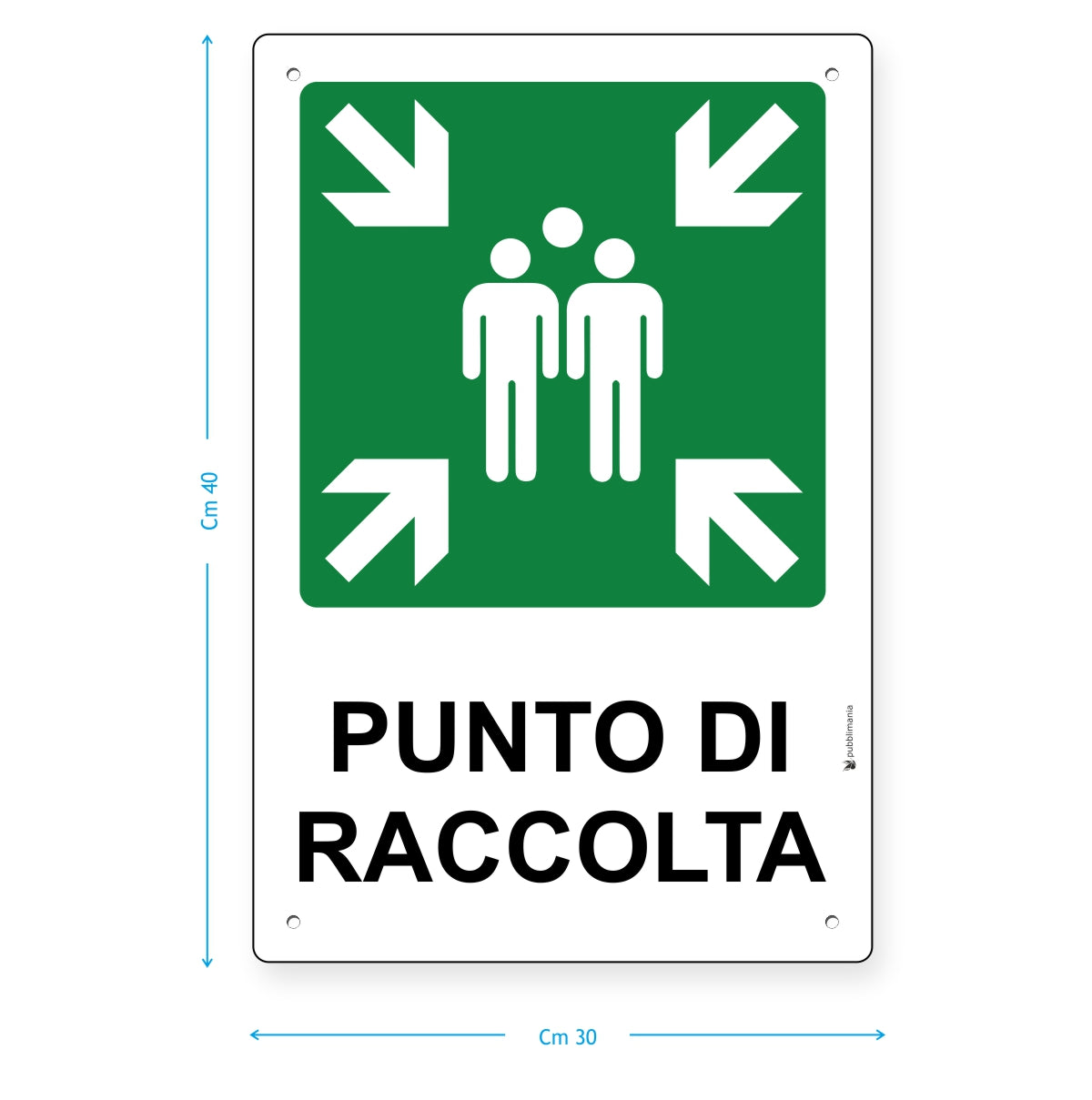 Pubblimania PUNTO DI RACCOLTA. Cartello in Alluminio per esterno metallo spessore 3 mm