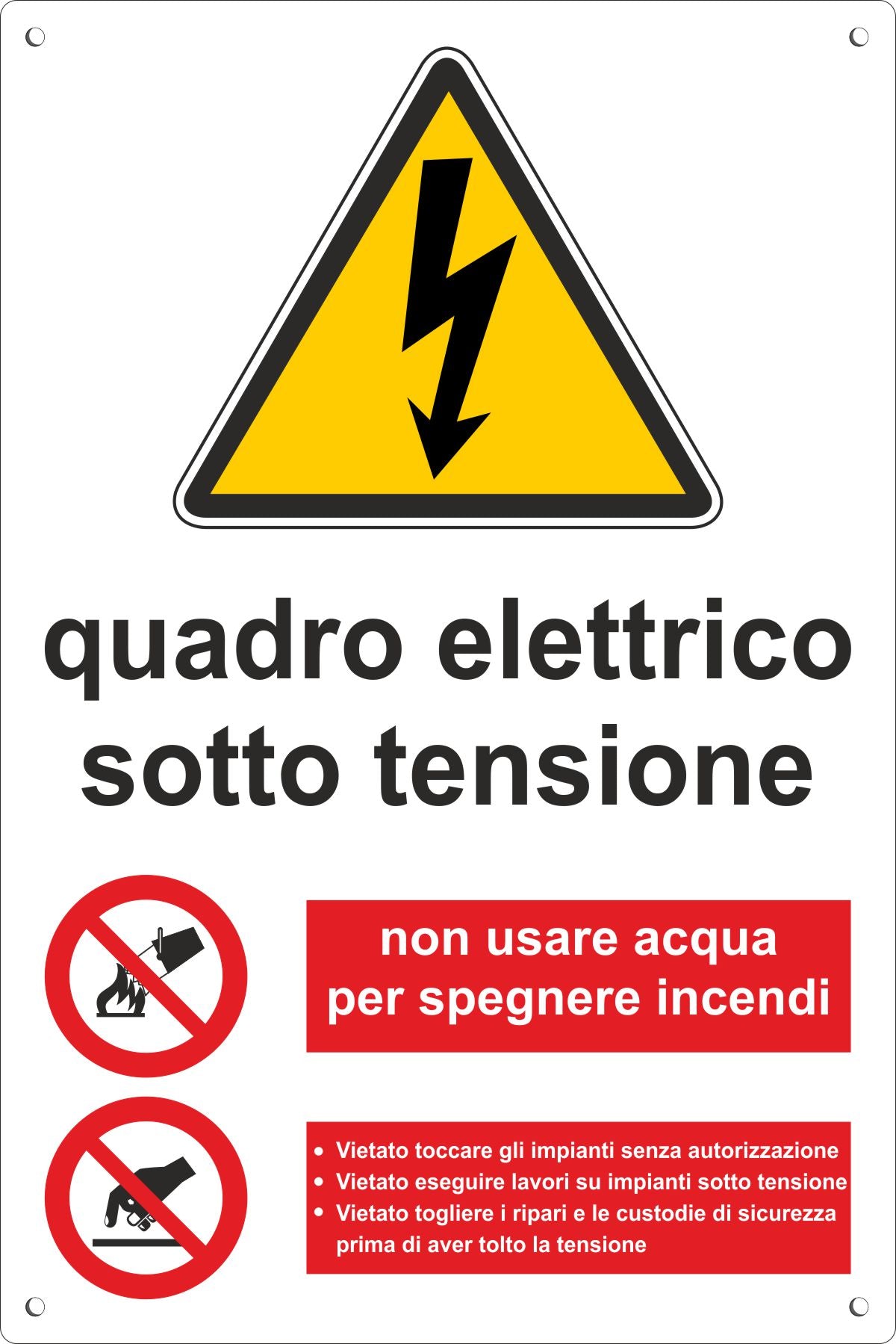 Pubblimania QUADRO ELETTRICO SOTTO TENSIONE | PERICOLO 3 mm di spessore Cartello in alluminio composito metallo (Cm 20x30)