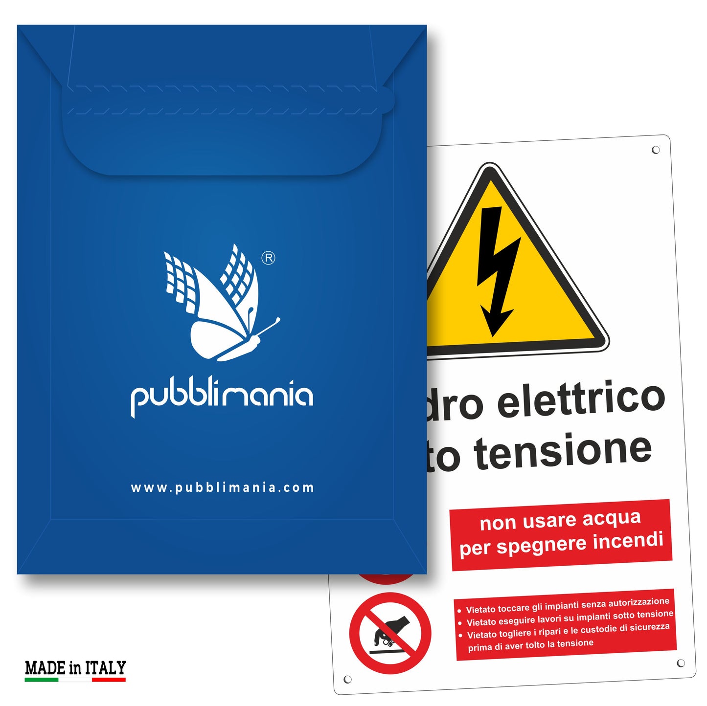 Pubblimania QUADRO ELETTRICO SOTTO TENSIONE | PERICOLO 3 mm di spessore Cartello in alluminio composito metallo (Cm 20x30)